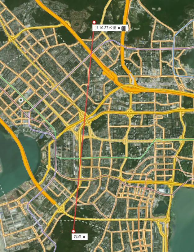 GAT562 Mesh Watch 通联距离测试地图，实测约10.37公里