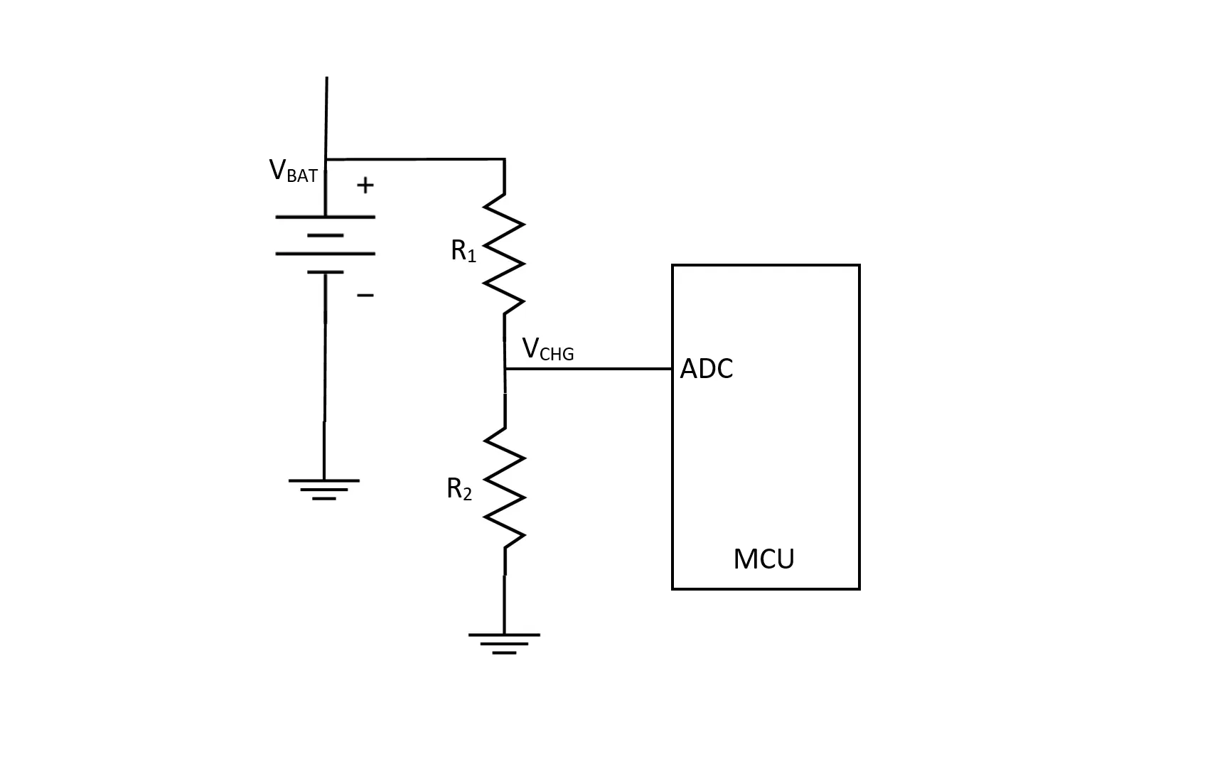 电池电压分压电路示意图。来自 MicroChip 官网
