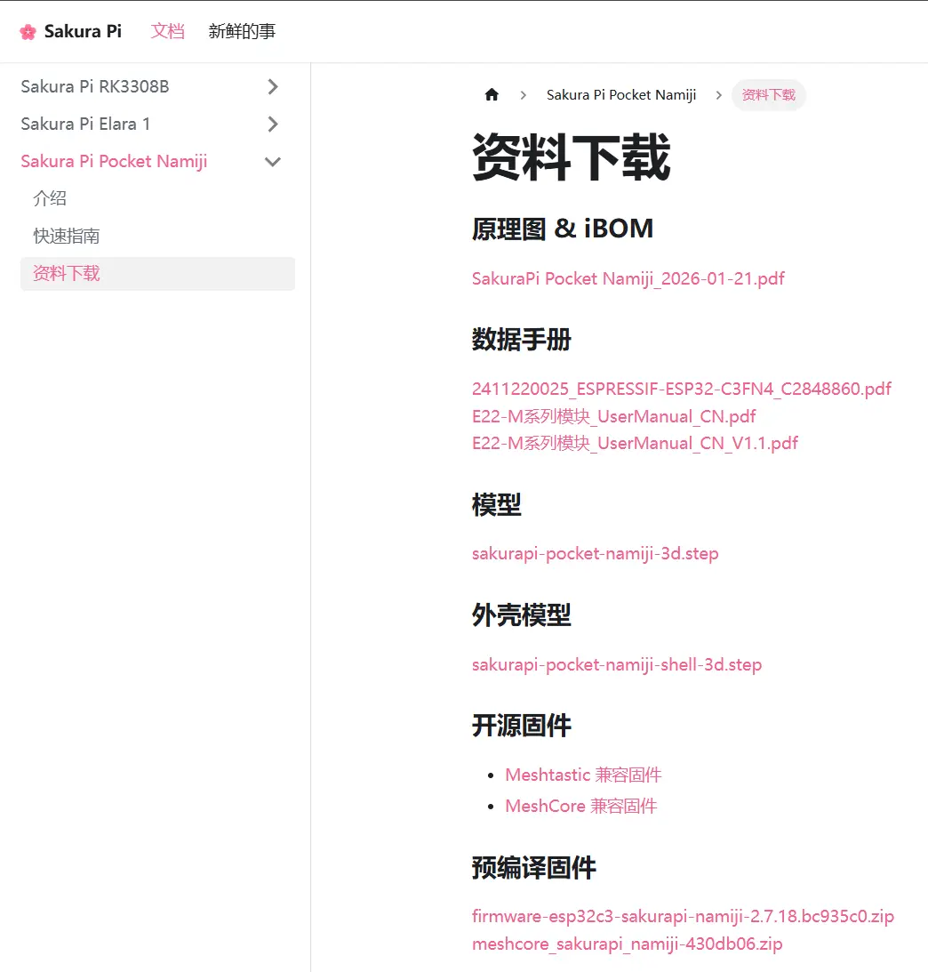 Sakura Pi Pocket Namiji resources 下载页截图