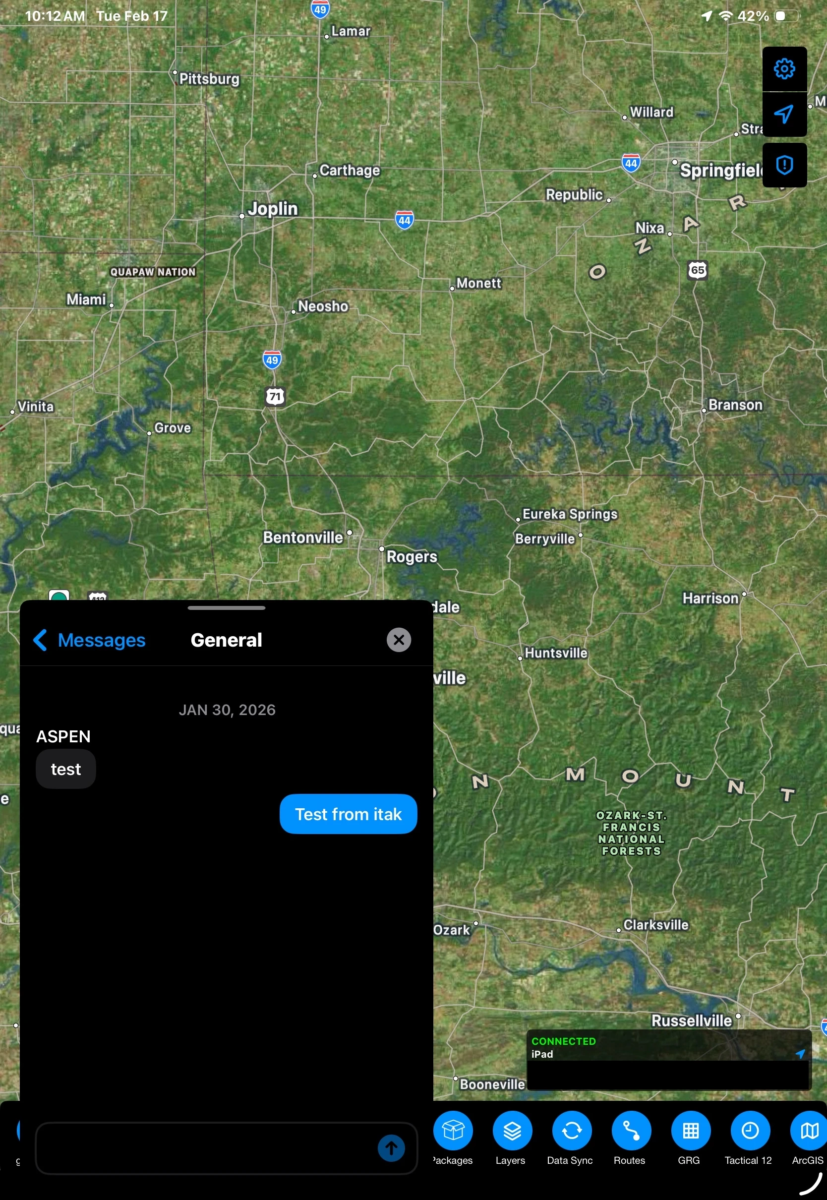 TAK 集成中的 GeoChat 消息示例